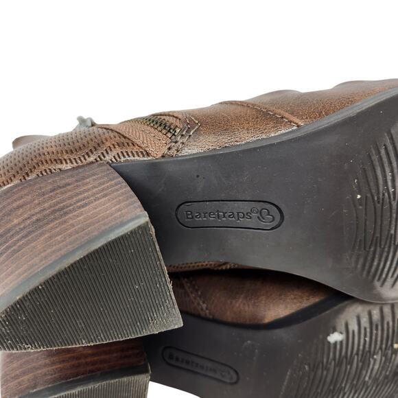 Baretraps Faux Leather Vegan Langley Ankle Boots Brown Side Zip Size 10 M - Picture 8 of 8